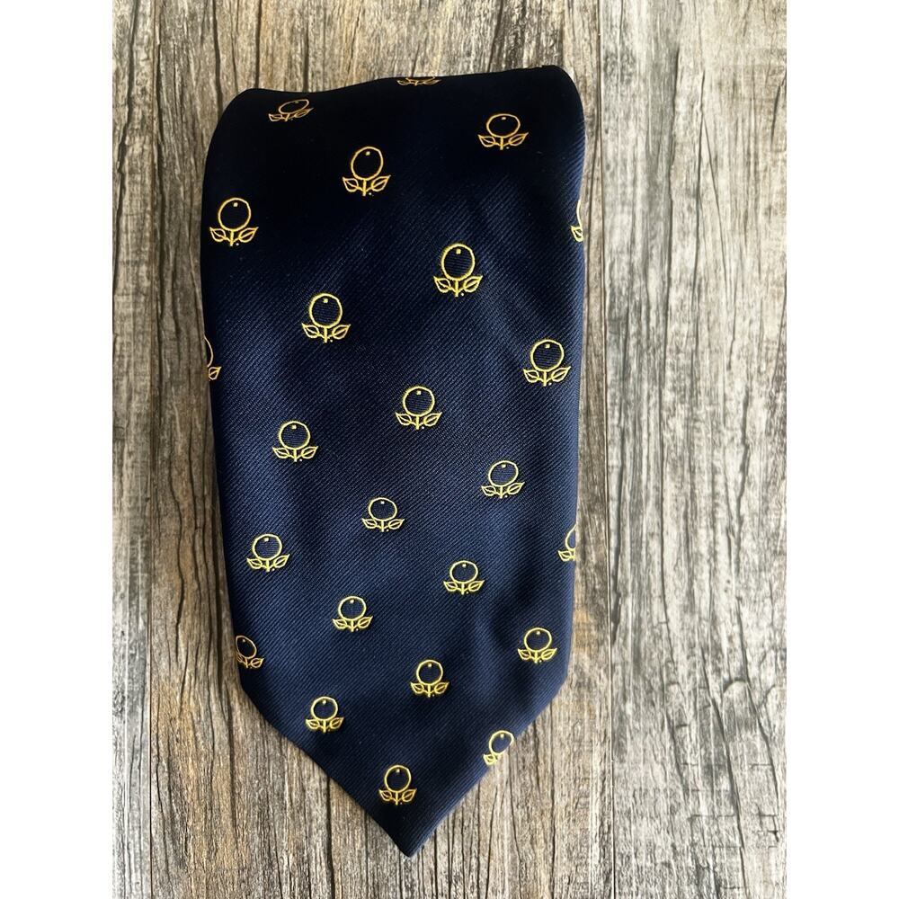 Sunkist Orange Tie Vintage Blue Golden Clasp By Prince Consort Custom Preppy